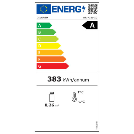 Frigo ventilé, porte vitrée, 200 Lit. acier inox