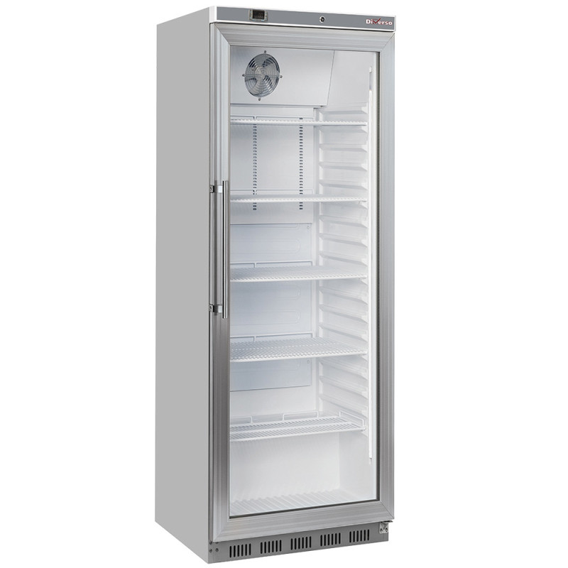 Armoire frigorifique, porte vitrée, ventilée, 400 Lit. acier inox Armoire frigorifique, porte vitrée, ventilée, 400 Lit. acier inox