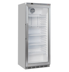 Armoire frigorifique GN 2/1, porte vitrée, ventilée, 600 Lit. acier inox
