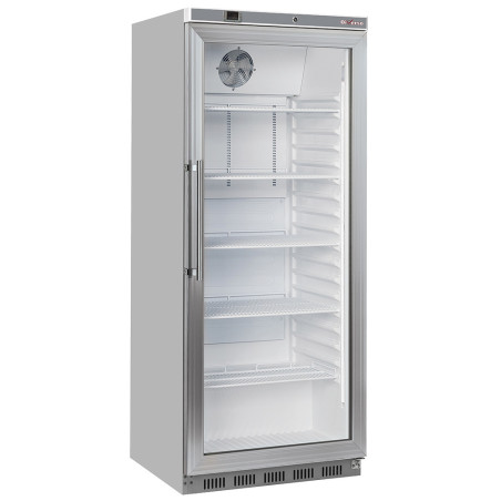 Armoire frigorifique GN 2/1, porte vitrée, ventilée, 600 Lit. acier inox