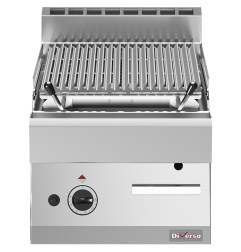 Grill pierre de lave, 1/2 module, grille en fonte "double face"