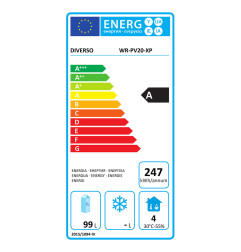Frigo ventilé, 200 litres. acier inox