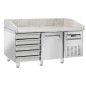 Table frigo pizzeria, 1 porte EN 600x400, 5 tiroirs neutres EN 600x400, sur roues, 2 avec freins Table frigo pizzeria, 1 porte EN 600x400, 5 tiroirs neutres EN 600x400, sur roues, 2 avec freins