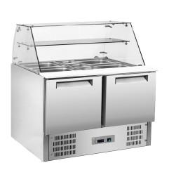 Saladette avec vitre bombée 2x GN1/1+3x GN 1/6-150 mm + réserve 2 portes GN 1/1