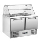 Saladette avec vitre bombée 2x GN1/1+3x GN 1/6-150 mm + réserve 2 portes GN 1/1 Saladette avec vitre bombée 2x GN1/1+3x GN 1/6-150 mm + réserve 2 portes GN 1/1
