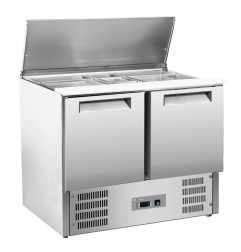 Saladette avec couvercle 2x GN1/1+3x GN 1/6-150 mm + reserve 2 portes GN 1/1
