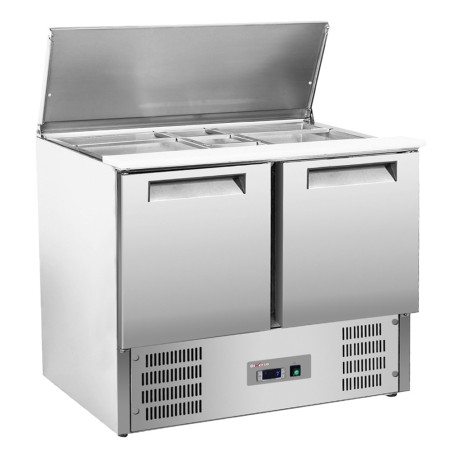 Saladette avec couvercle 2x GN1/1+3x GN 1/6-150 mm + reserve 2 portes GN 1/1