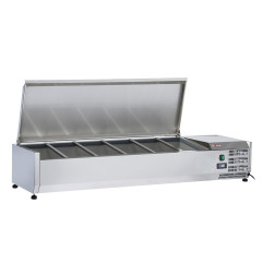 Structure réfrigérée 5 x GN 1/3 & 1x GN 1/2 -150 mm, avec couvercle inox