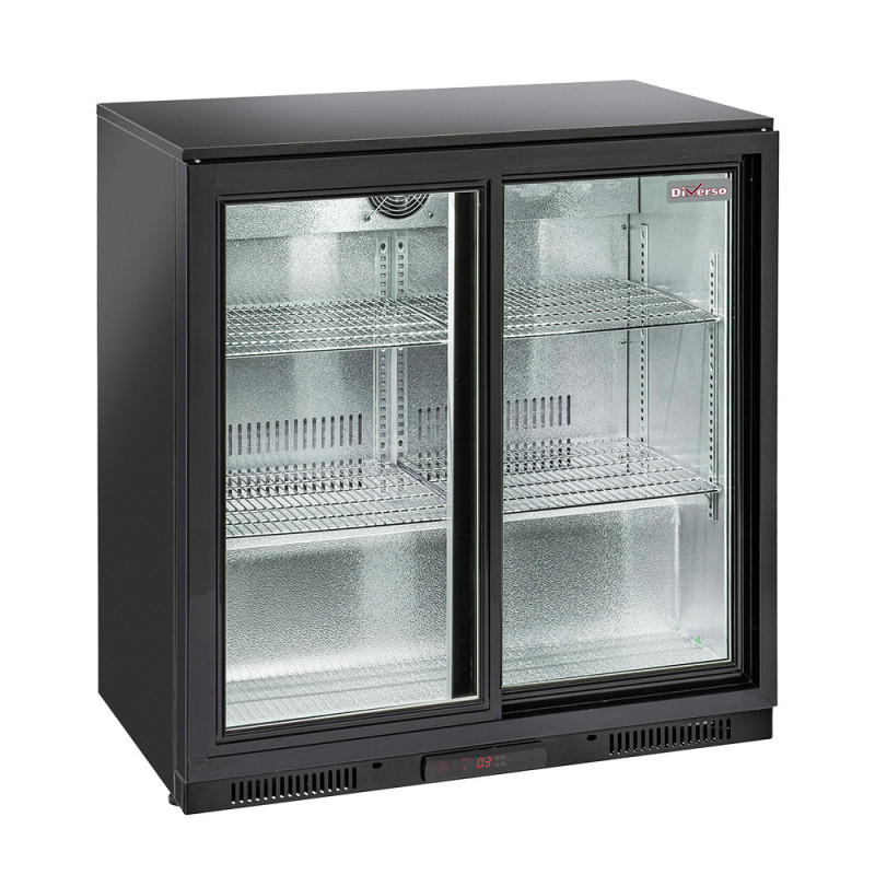 Refroidisseur de bouteilles "arrière bar" ventilé, 2 portes vitrées coulissantes Refroidisseur de bouteilles "arrière bar" ventilé, 2 portes vitrées coulissantes