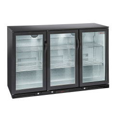 Refroidisseur de bouteilles "arrière bar" ventilé, 3 portes  vitrées battantes 