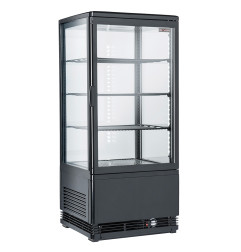 Vitrine de table ventilée, 4 faces vitrées, 4 niveaux, 80 litres - "Noire"