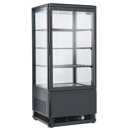 Vitrine de table ventilée, 4 faces vitrées, 4 niveaux, 80 litres - "Noire"