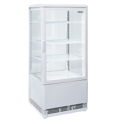 Vitrine de table ventilée 4 niveaux, 4 faces vitrées,  80 litres - BLANCHE