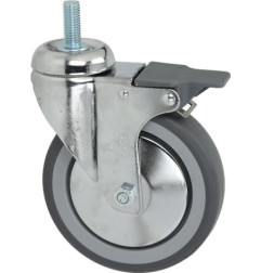 ROULETTE PIVOTANTE A TIGE FILETE M12 DIAM 125 mm (avec frein)