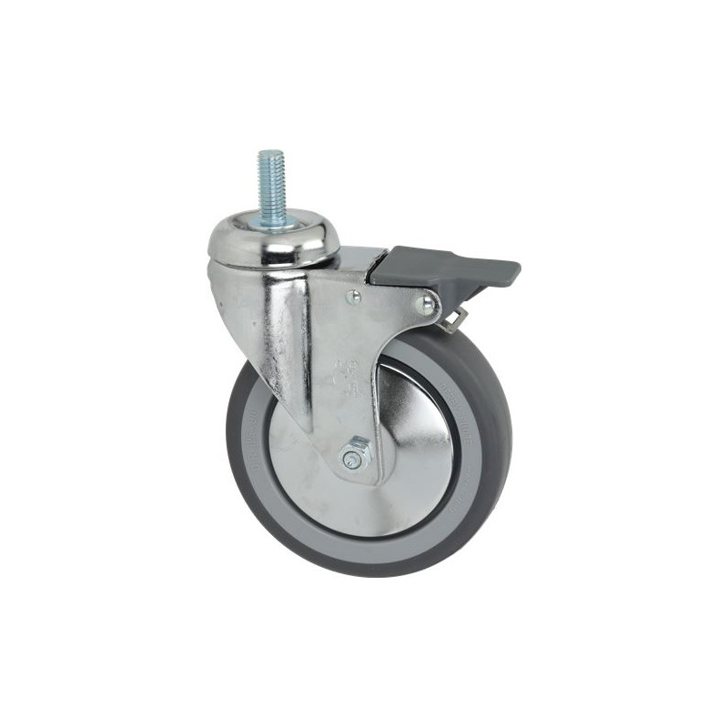 ROULETTE PIVOTANTE A TIGE FILETE M12 DIAM 125 mm (avec frein) ROULETTE PIVOTANTE A TIGE FILETE M12 DIAM 125 mm (avec frein)