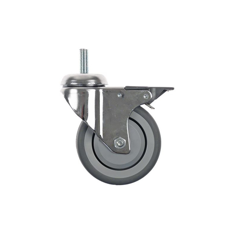 ROULETTE PIVOTANTE A TIGE FILETE M12 DIAM 100 mm (avec frein) ROULETTE PIVOTANTE A TIGE FILETE M12 DIAM 100 mm (avec frein)