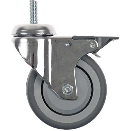 ROULETTE PIVOTANTE A TIGE FILETE M12 DIAM 100 mm (avec frein)