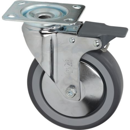 ROULETTE PIVOTANTE A PATINE 95x70 mm DIAM 125 mm (avec frein)