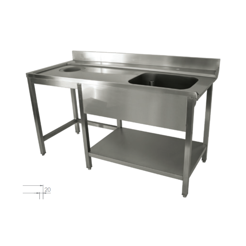Plonge ENTREE LAVE VAISSELLE A CAPOT 1200x700xH880mm + vide ordure Plonge ENTREE LAVE VAISSELLE A CAPOT 1200x700xH880mm + vide ordure