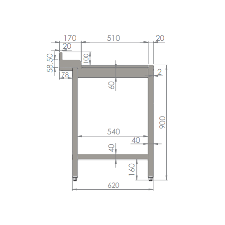 Plonge SORTIE LAVE VAISSELLE A CAPOT 700x700xH880mm