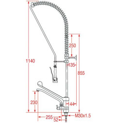 Douchette professionnelle grande cuisine MONOLIGHT MONO-MITIGEUR