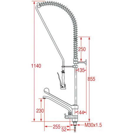 Douchette professionnelle grande cuisine MONOLIGHT MONO-MITIGEUR