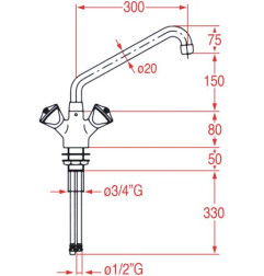Robinet MELANGEUR MONOTROU KLARCO STYL 300 mm