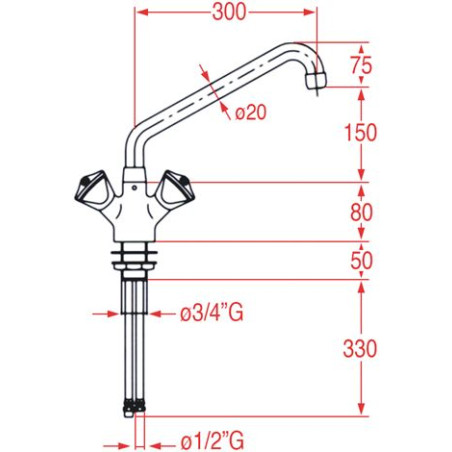 Robinet MELANGEUR MONOTROU KLARCO STYL 300 mm
