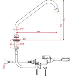 Kit robinet, pédale et flexible (eau froide seul)