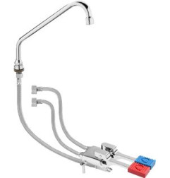 Kit robinet, pédale et flexible (eau chaude et froide)