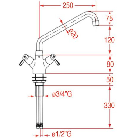 Robinet MELANGEUR MONOTROU KLARCO STYL 250 mm