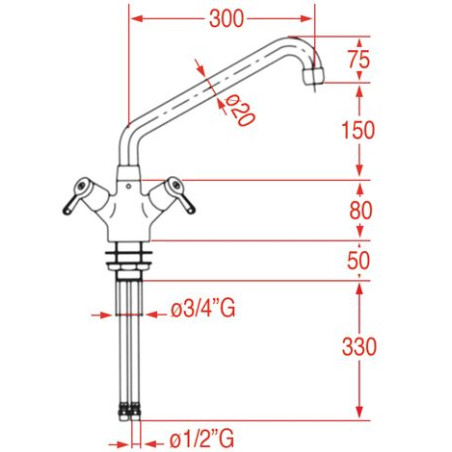 Robinet MELANGEUR MONOTROU KLARCO STYL 301 mm