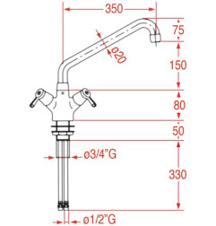 Robinet MELANGEUR MONOTROU KLARCO STYL 350 mm