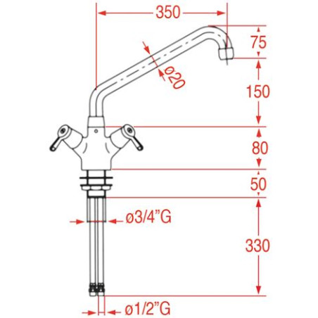 Robinet MELANGEUR MONOTROU KLARCO STYL 350 mm