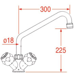Robinet standard haut professionnel H225 L300 mm