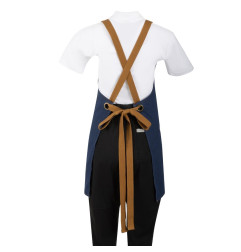 Tablier court croisé dans le dos Southside en denim bleu avec liens en cuir