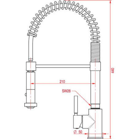 MITIGEUR MONOTROU H440MM PIVOTANT ET POIGNÉE DOUBLE JET. IDÉAL POUR BAR